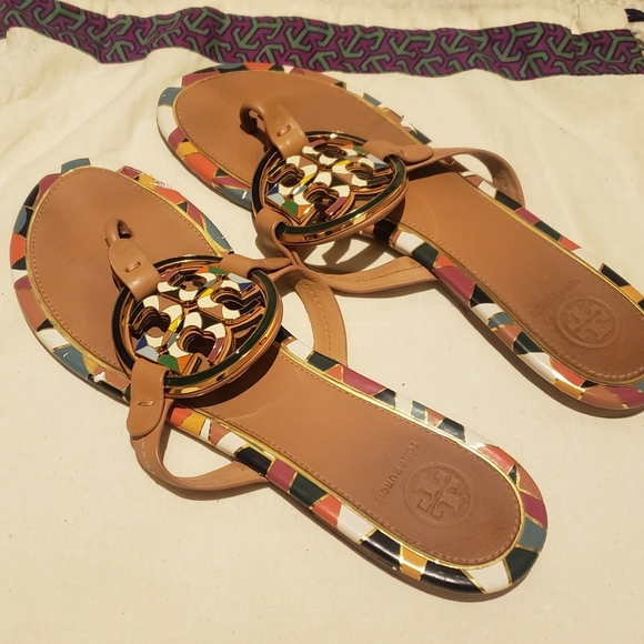 Tory Burch Enameled Miller Sandals - Picture 1 of 5